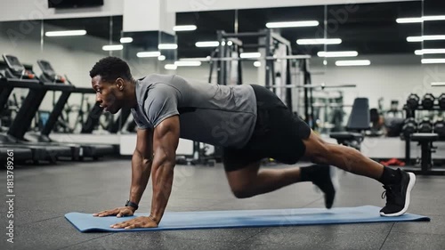 Wallpaper Mural Man exercising in modern gym, focused workout session, fitness motivation in urban lifestyle, heart health awareness month, adult male athlete Torontodigital.ca