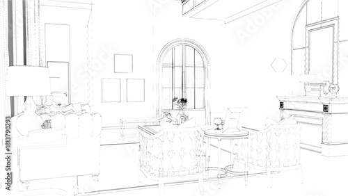 sketch of a house architectural interior 