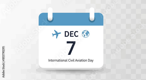 Informative Visual Display of International Civil Aviation Day Calendar Noted for December 7th