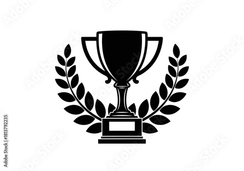 Vector illustration of a trophy with laurel leaves, business achievement and success theme,  clipart style vector