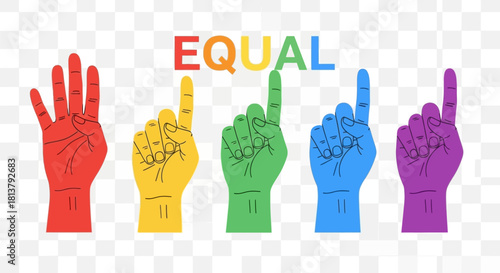Colorful Hands Promoting Equality and Inclusivity, Celebrating Diversity and Human Rights,