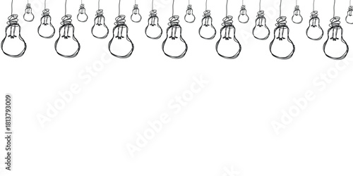 Continuous Line Light Bulb String Border Background