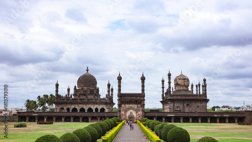 India, Karnataka, Vijayapura, the Panoramic View of Ibrahim Roza or Tomb, 17th Century Monument Built By Taj Sultana, Wife of Ibrahim Sultan.  