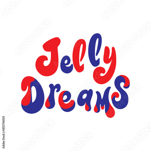 A cute “Jelly Dreams” typography design featuring soft curves and playful style, perfect for kids’ products, stickers, t-shirts, and creative print-on-demand projects.