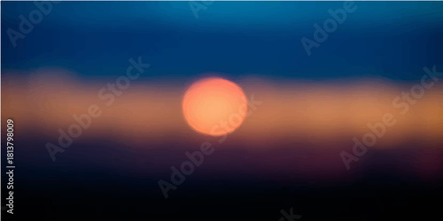 Beautiful orange sunset and clouds over the sea horizon at evening