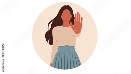 Woman Showing Stop Hand Gesture Symbolizing Refusal, Boundaries, or Prohibition