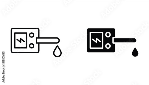 Blood glucose meter test icons set, editable stroke, of vector icons isolated on a white background.