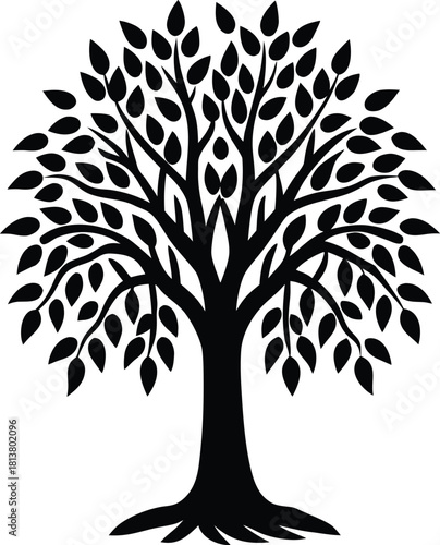Stylized willow tree icon for nature and eco friendly designs