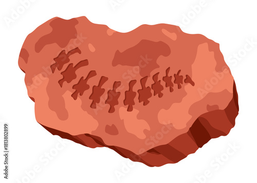 Dinosaur fossil skeleton bones, excavations of archeology isolated. Prehistoric reptile skeletons lying underground. Cartoon paleontological artifact