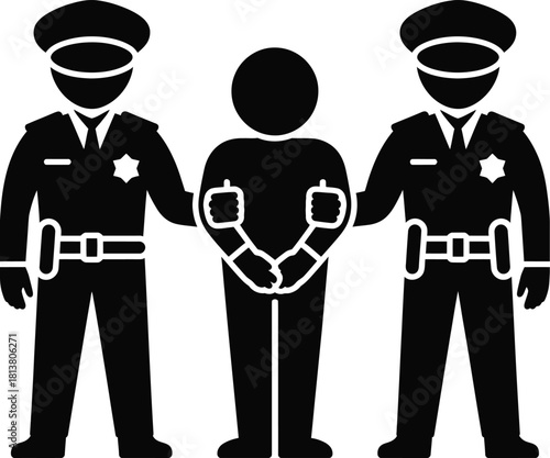 Police Officers Escorting Handcuffed Person Silhouette