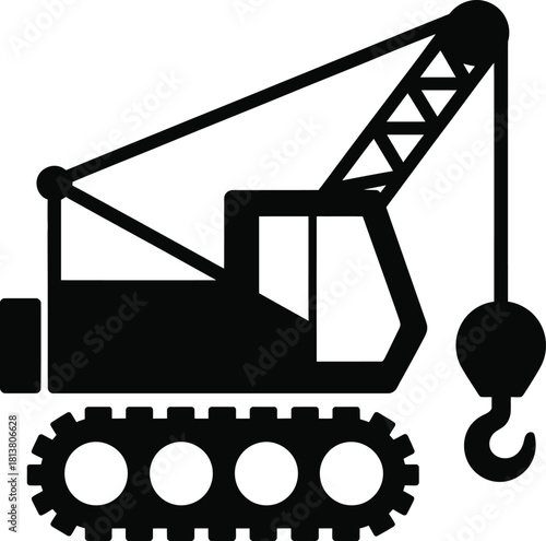 Heavy Duty Crawler Crane Construction Vehicle Silhouette