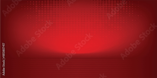 Red studio background. Abstract limbo podium studio room. Dark red gradient wall floor and spotlight scene.