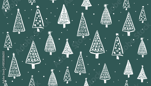 Christmas trees on blue background	
