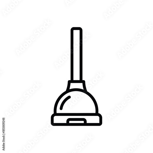 Simple Black Line Drawing Toilet Plunger Icon.