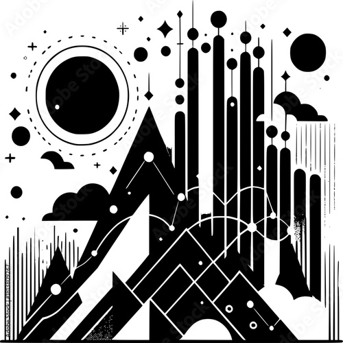 Abstract Financial Growth Mountain Chart Transformation Vector Illustration for Investment and Business Success Concepts
