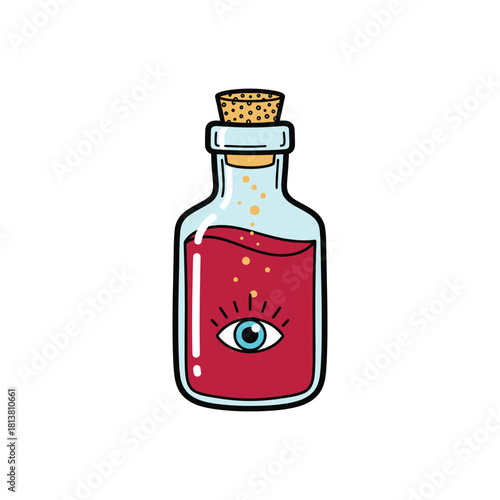 Illustrated Red Potion Bottle With Single Eye.