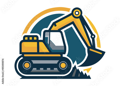 excavator logo silhouette vector, vector silhouette excavator logo design, black digger logo Silhouette illustration, silhouette of excavator logo silhouettes vector on a white background