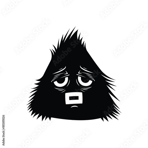 Sad triangular furry cartoon monster character.