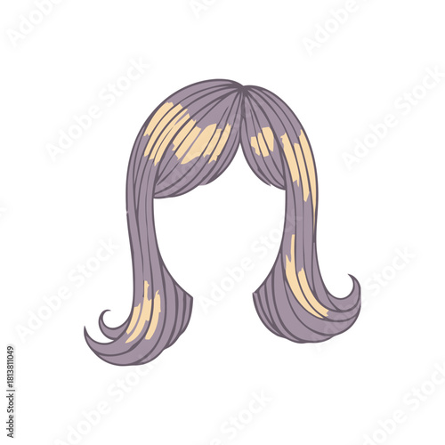Pastel Lavender Bob Hairstyle Illustration With Highlights.