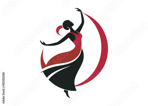 flamenco dancer logo silhouette vector, woman flamenco dress dancing vector silhouette, flamenco dance silhouette vector, traditional flamenco dancer logo silhouettes vector on white background