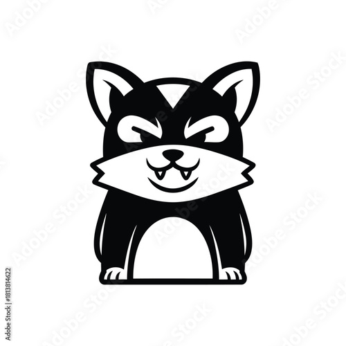 Cute stylized black and white husky illustration.