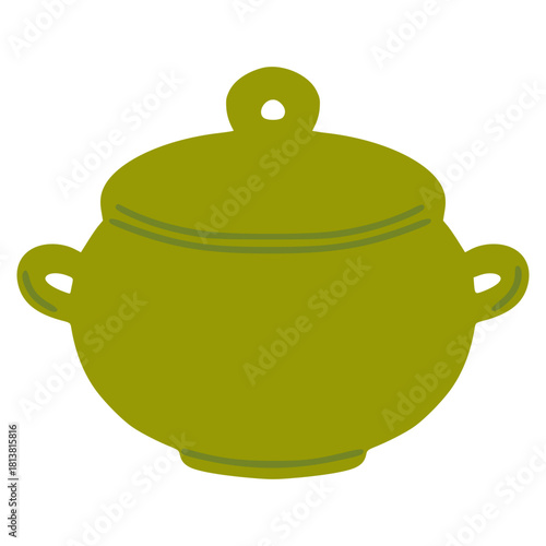Green cooking pot symbol representing italian food