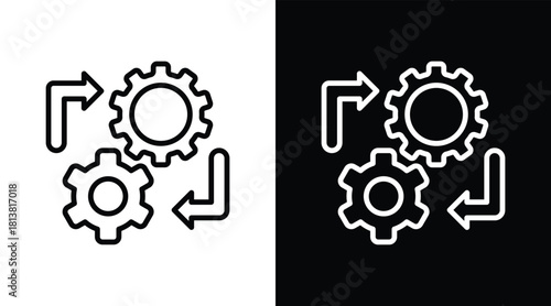 workflow Two-tone version in black and white background