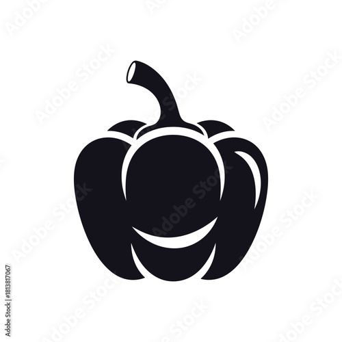 Black Bell Pepper Icon Illustration Vector.