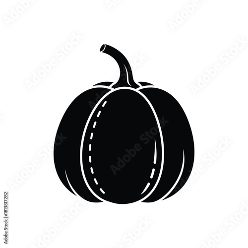 Black Pumpkin Icon Silhouette Decorative Pumpkin Illustration.