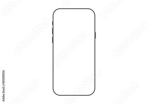 smartphone mockup with blank white screen in flat, line and realistic style, detailed mobile phone mockup, black and white models smartphone front view, model 3D mobile phone iphone