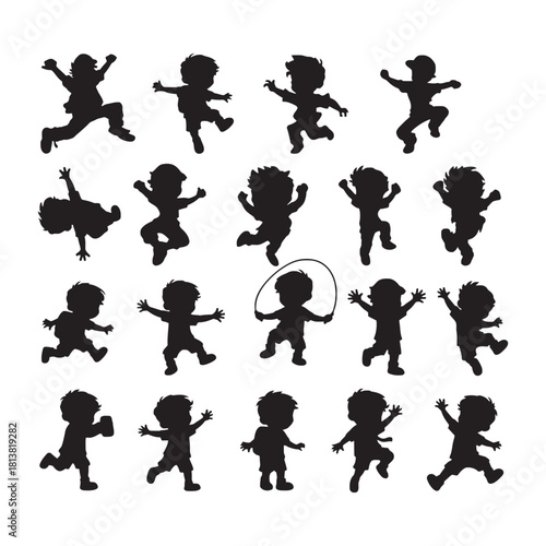 silhouettes of children playing