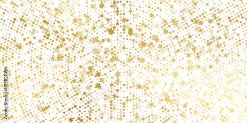 Gold falling down confetti background. Repeated golden dotted glitter pattern. Yellow, orange and golden dots wallpaper. Celebration Christmas, New Year or birthday party repeating backdrop. Vector