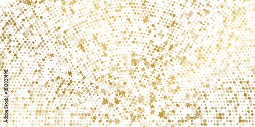 Gold falling down confetti background. Repeated golden dotted glitter pattern. Yellow, orange and golden dots wallpaper. Celebration Christmas, New Year or birthday party repeating backdrop. Vector