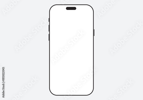 smartphone mockup with blank white screen in flat, line and realistic  detailed mobile phone mockup, black and white models smartphone front view, model 3D mobile phone iphone