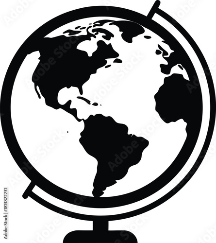 Stylized earth globe icon for science and technology