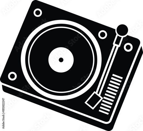 Retro dj turntable icon for music and audio projects
