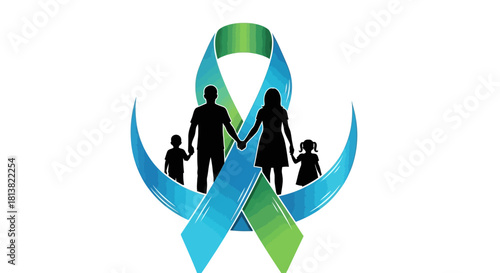 Show your support with this family ribbon, a powerful symbol of unity and hope, perfect for awareness campaigns and charitable projects that touch hearts