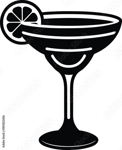 Stylized margarita glass icon with tropical drink elements