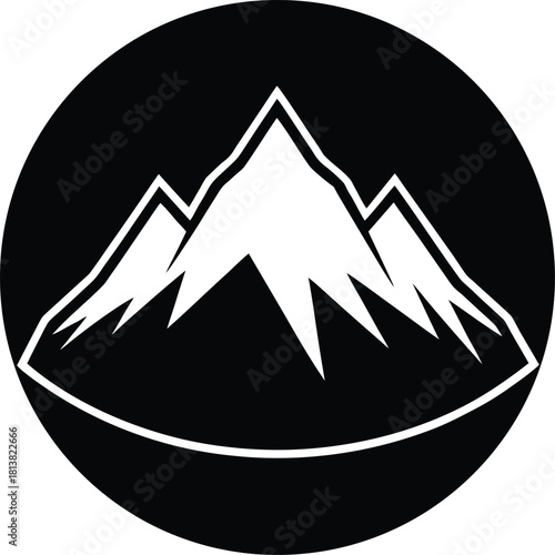Mountain geology icon with geological strata and peaks