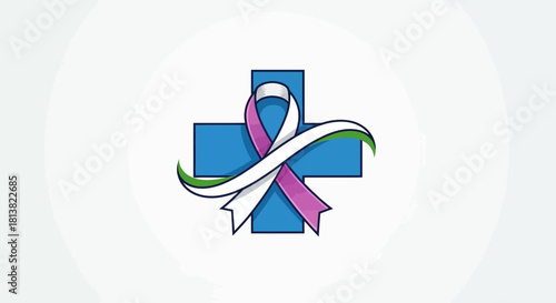 Inspiring awareness ribbon graphic for health campaigns and charity events, conveying hope and support for medical causes and wellness initiatives
