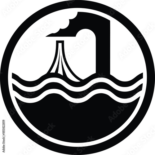 Stylized ocean wave icon for research and science