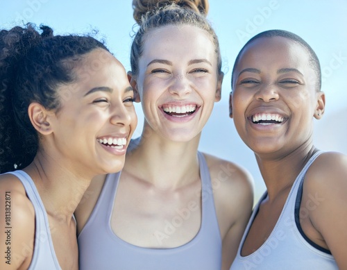 Drei fröhliche Frauen nach dem Workout