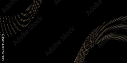 Abstract gold line swirly wave and texture in gold color with black background modern