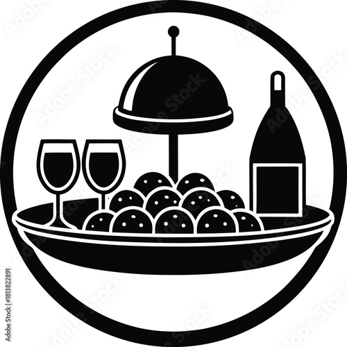 Colorful party food platter icon with various snacks and appetizers