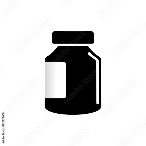 Medical pill bottle icon. Linear and filled pictogram of medicine capsule. Symbol, Vector Illustration.