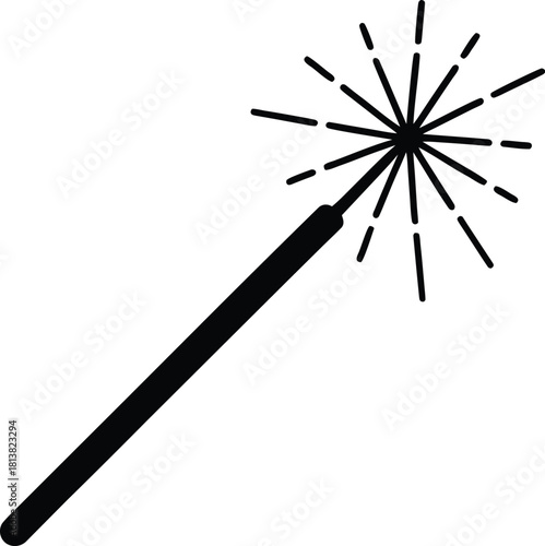 Simple sparkler stick icon for festive celebrations and events