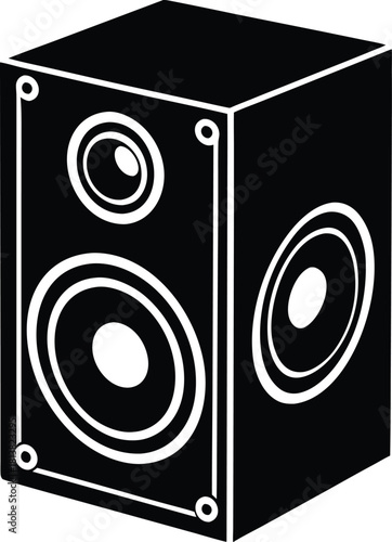 Modern speaker with sound waves and bass symbol icon
