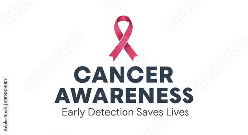 Inspiring cancer awareness campaign with pink ribbon for hope and support raising money for research and early detection saves lives with vital message