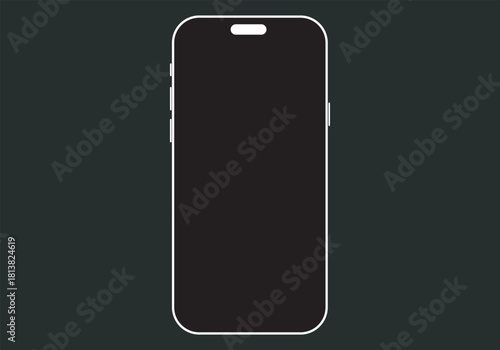 Phone mockup with blank white screen in flat, line and realistic style, detailed mobile phone mockup, black and white models smartphone front view, model 3D mobile phone iphone
