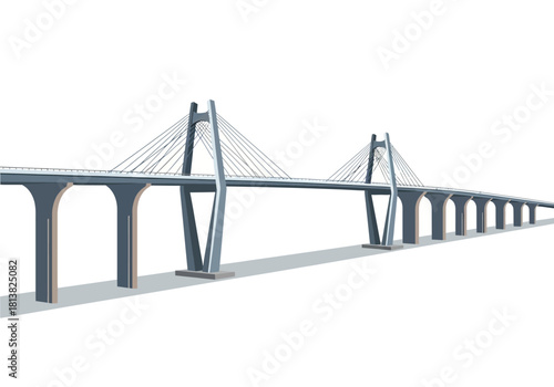 Modern Cable-Stayed Bridge with H-Shaped Towers and Concrete Piers